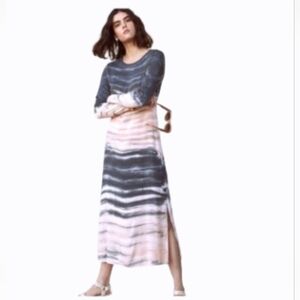 Anthropologie Dolan Left Coast Trina Midi Dress Size Medium Tie-Dye Blush Gray